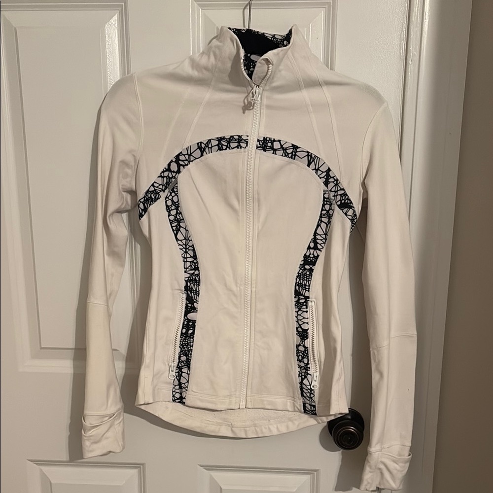 Lululemon Athletica White Jacket with Black Pattern